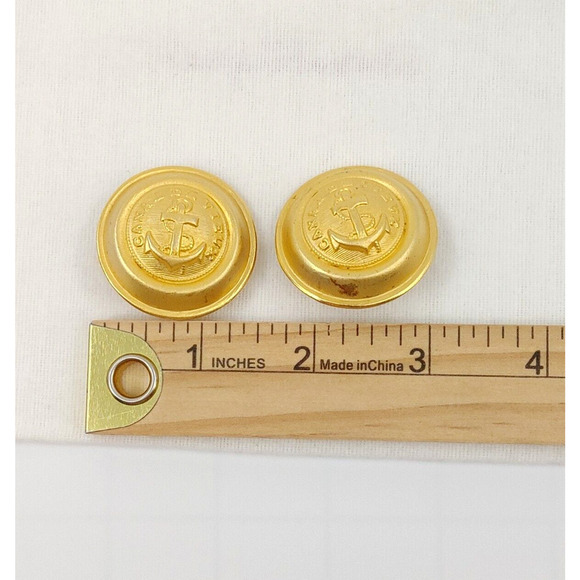 Vintage Ellen Designs Anchor Earrings Canal De Vieux Gold Tone Sailor Chunky - Picture 12 of 13